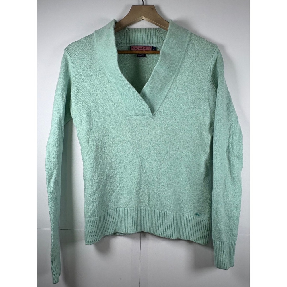 Vineyard Vines Women's Small V-Neck Sweater‎ Wool/Cashmere Blend Mint Sz Lg
